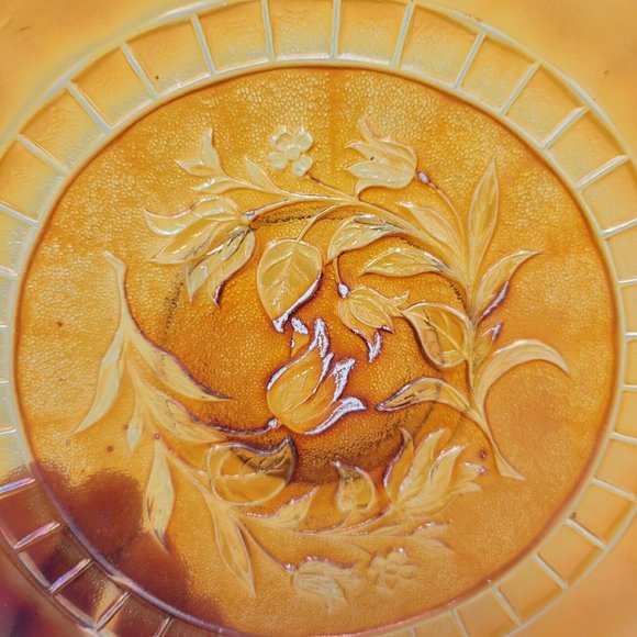 Dugan Wildflower Carnival Glass Vintage Marigold  Iridescent Ruffled Rim Dish - Picture 9 of 13